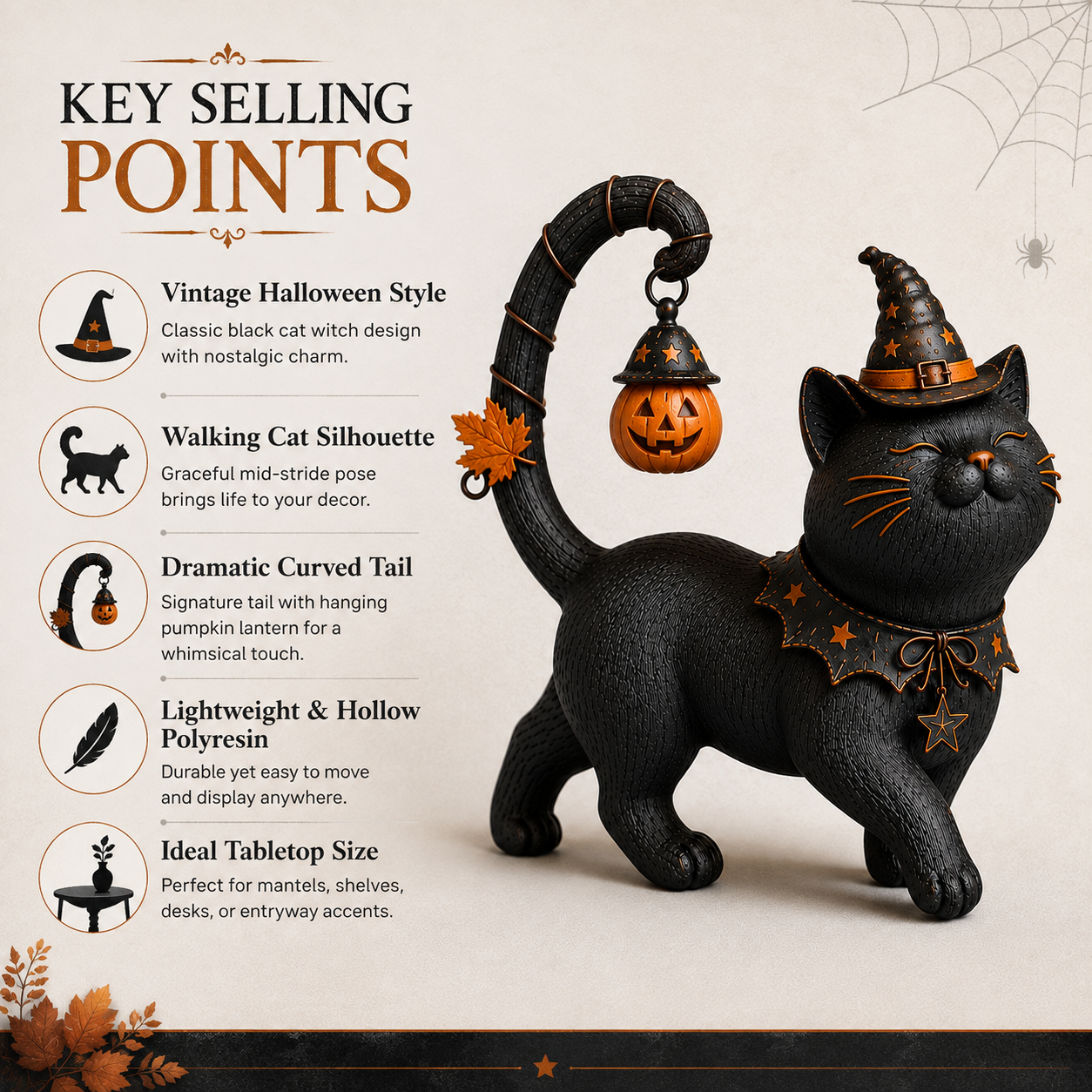 Lighted Witch Cat Halloween Decor