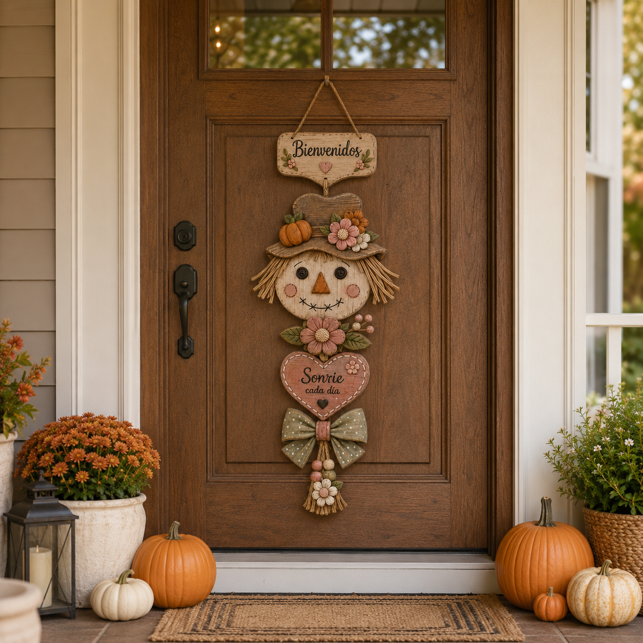 Lighted Fall Scarecrow Door Hanging Decor