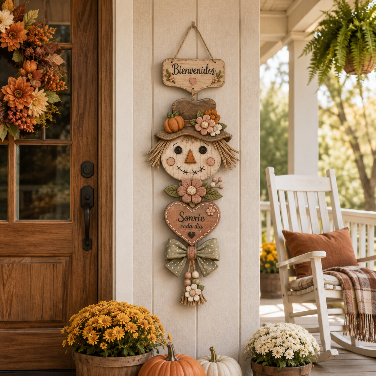 Lighted Fall Scarecrow Door Hanging Decor