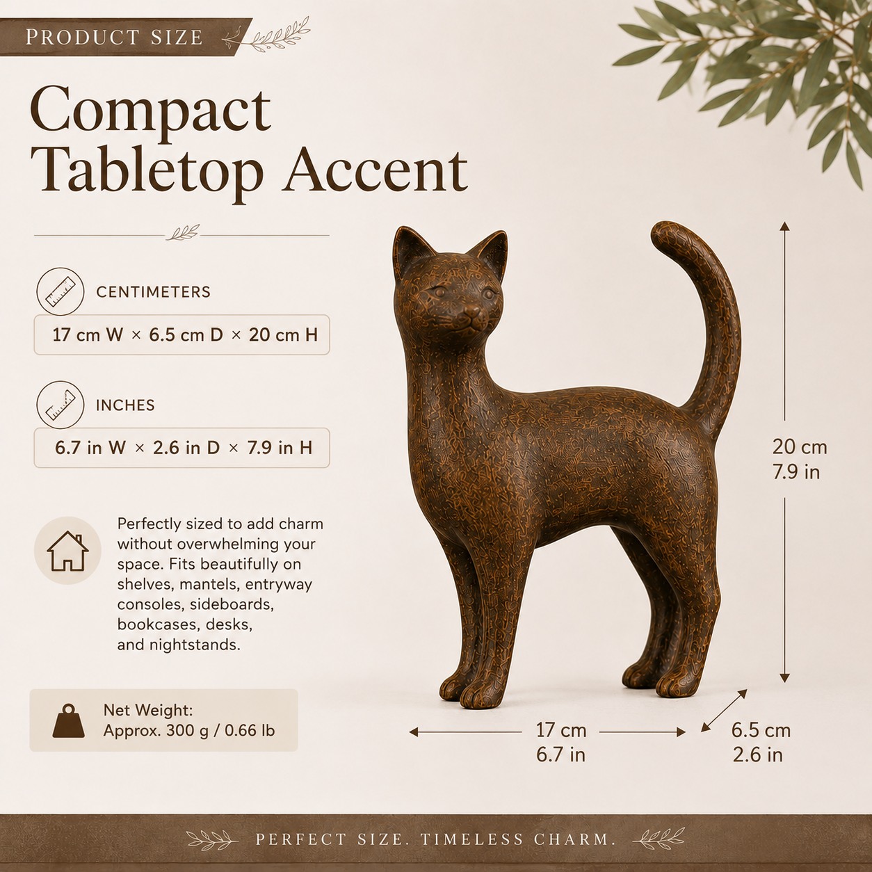 Rustic Brown Cat Figurine