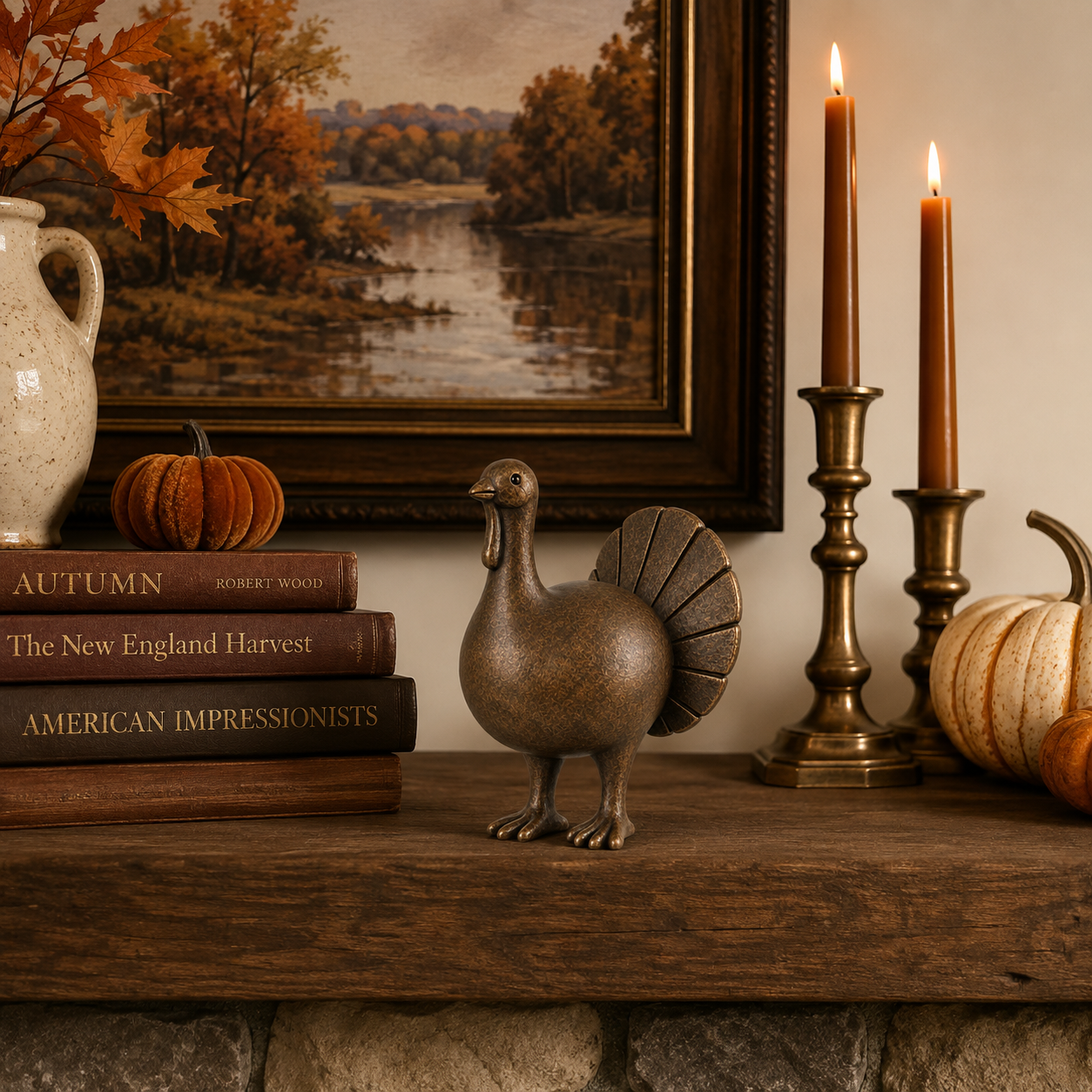 Vintage Bronze Turkey Figurine