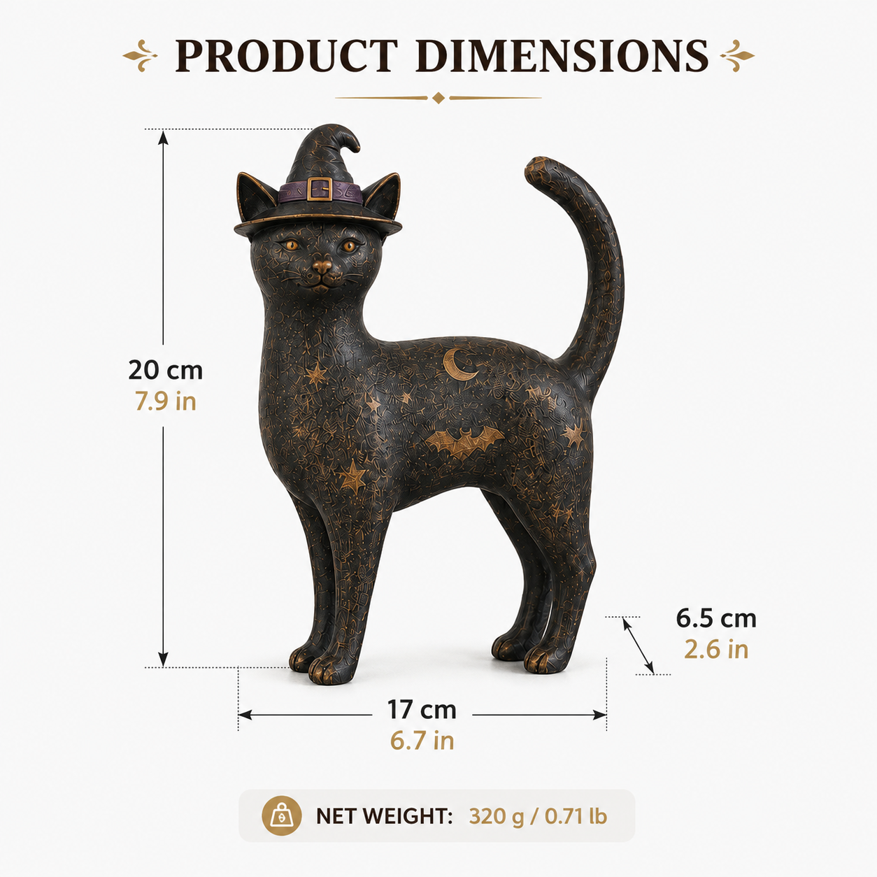 Vintage Black Cat Witch Figurine