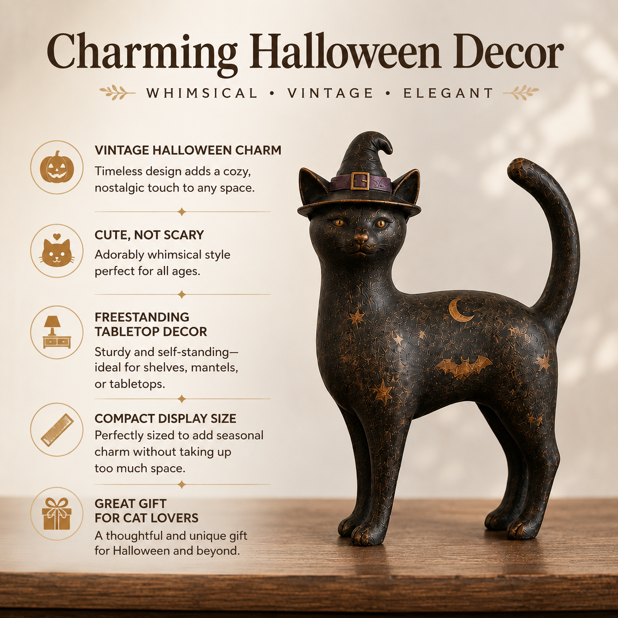 Vintage Black Cat Witch Figurine