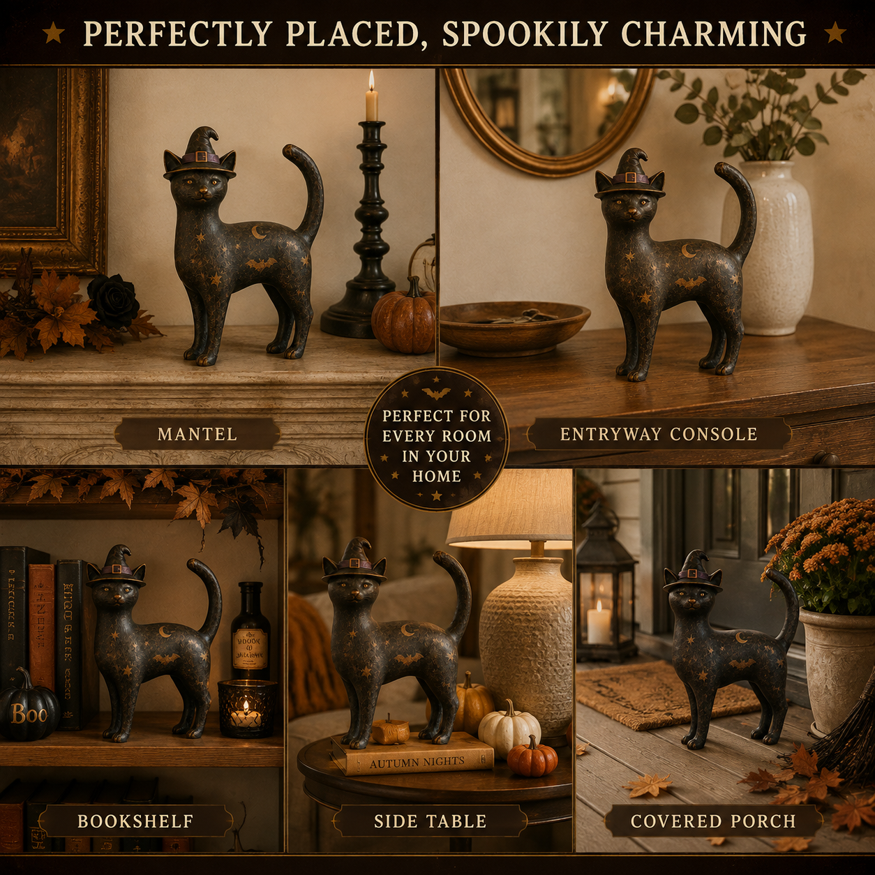 Vintage Black Cat Witch Figurine