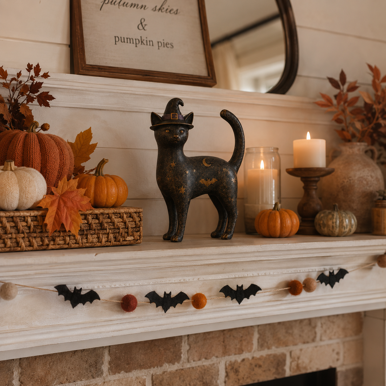 Vintage Black Cat Witch Figurine