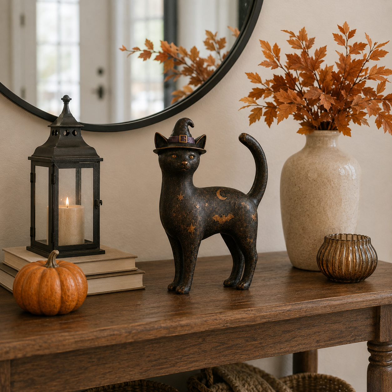 Vintage Black Cat Witch Figurine