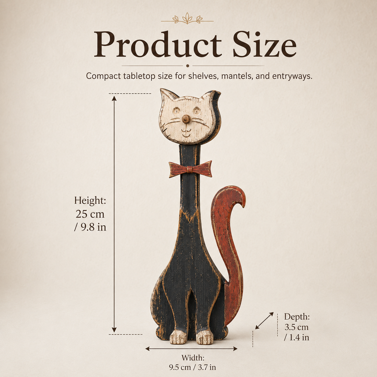 Rustic Whisker™ Vintage Wooden Cat Figurine