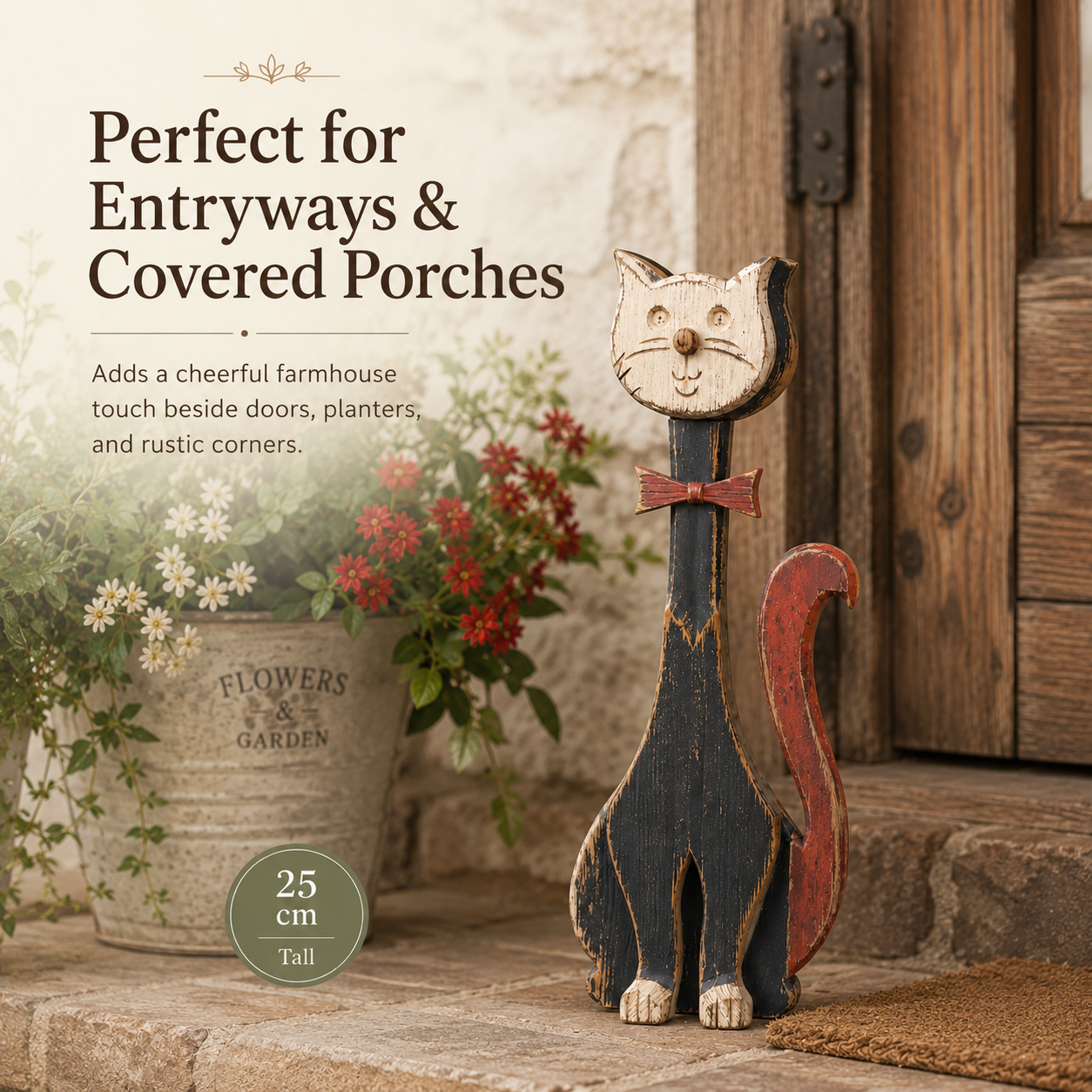 Rustic Whisker™ Vintage Wooden Cat Figurine