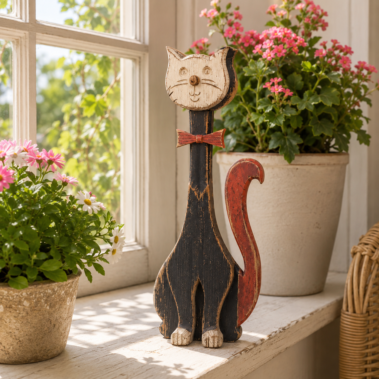 Rustic Whisker™ Vintage Wooden Cat Figurine