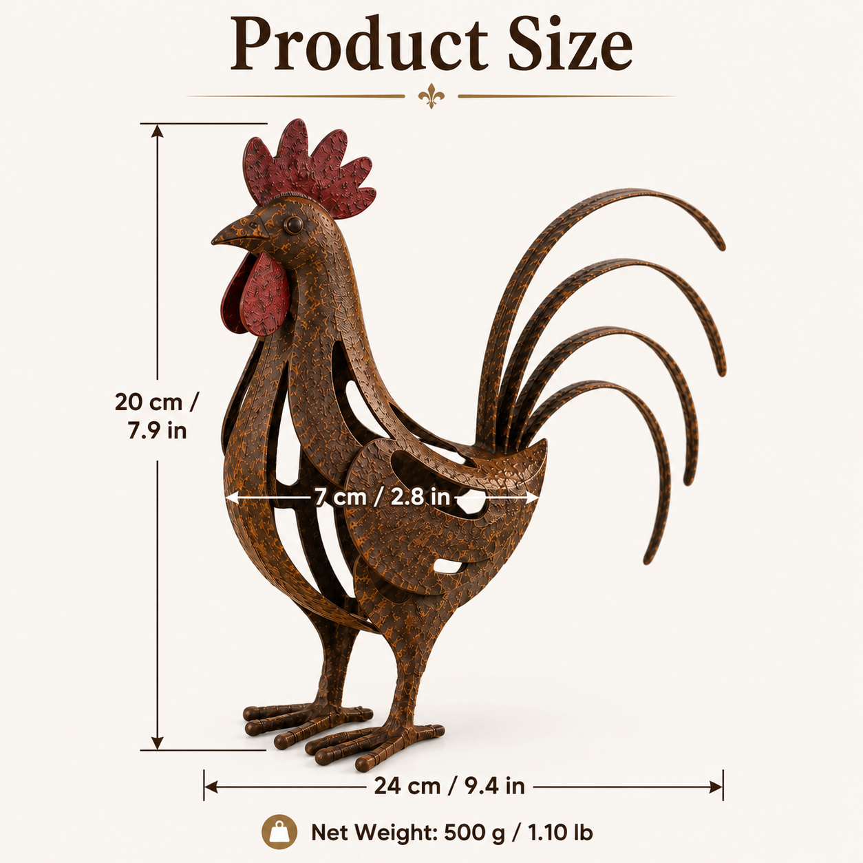 Rustic Metal Rooster Garden Decor