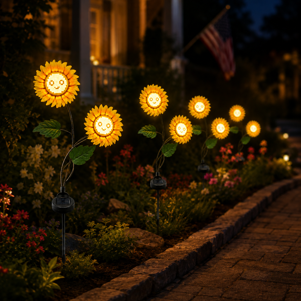 Vintage Outdoor Solar Flower Light for Yard, Garden, Pathway & Patio Decoration