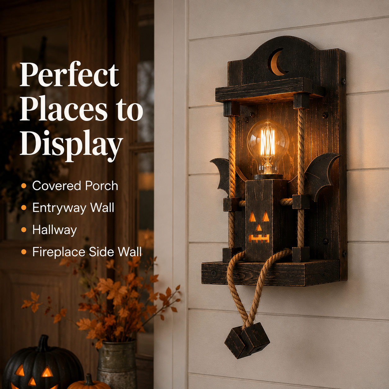Rustic Halloween Robot Wall Sconce