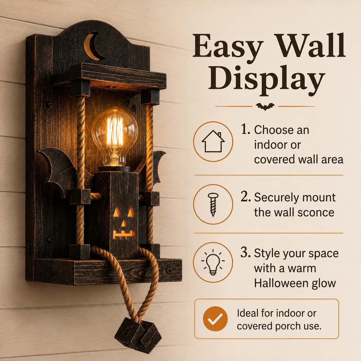 Rustic Halloween Robot Wall Sconce