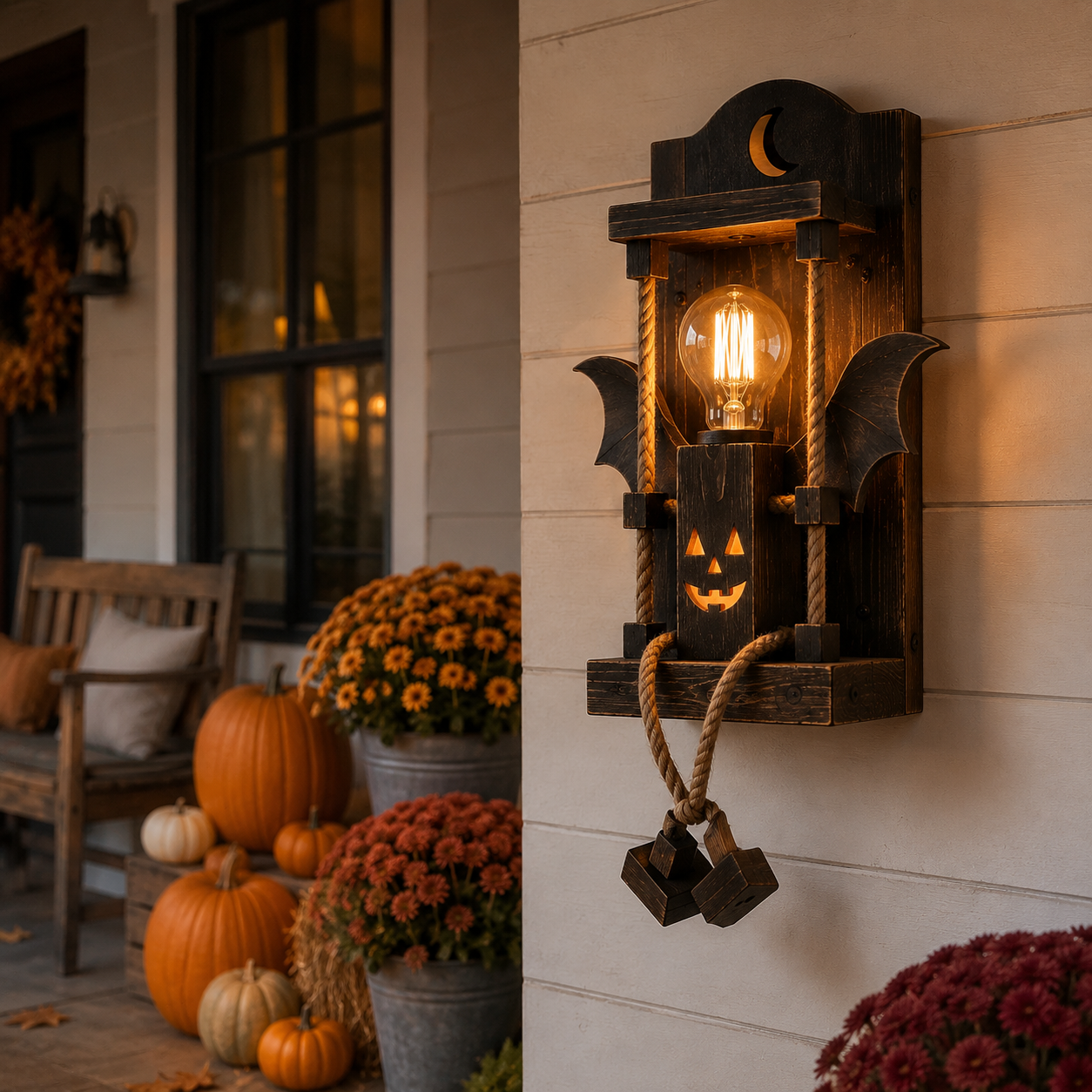 Rustic Halloween Robot Wall Sconce