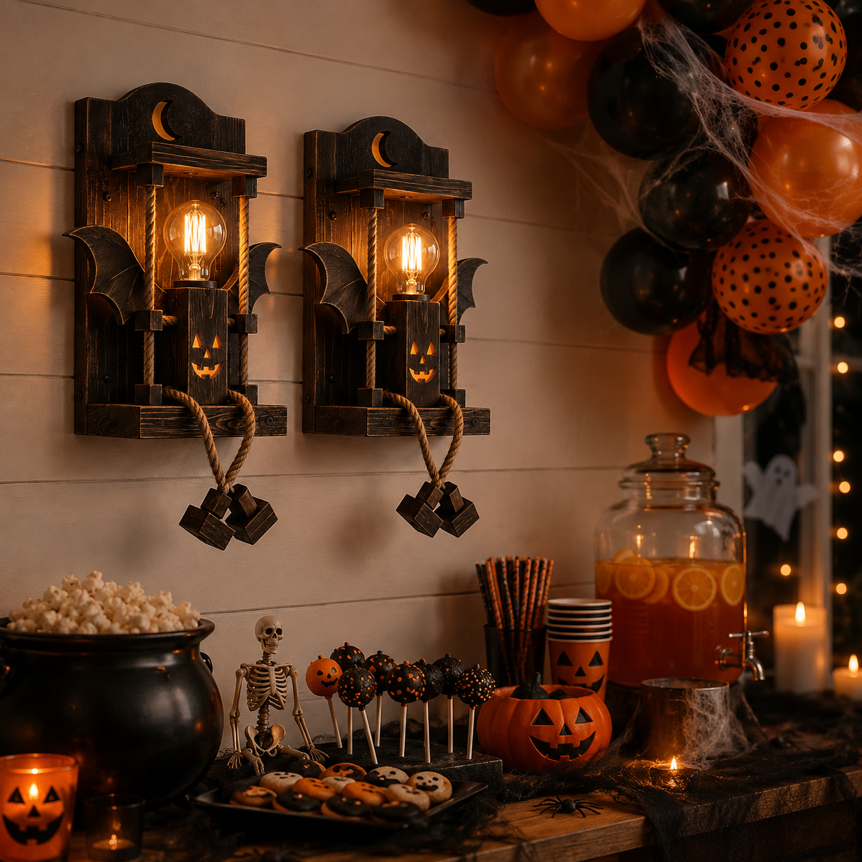 Rustic Halloween Robot Wall Sconce