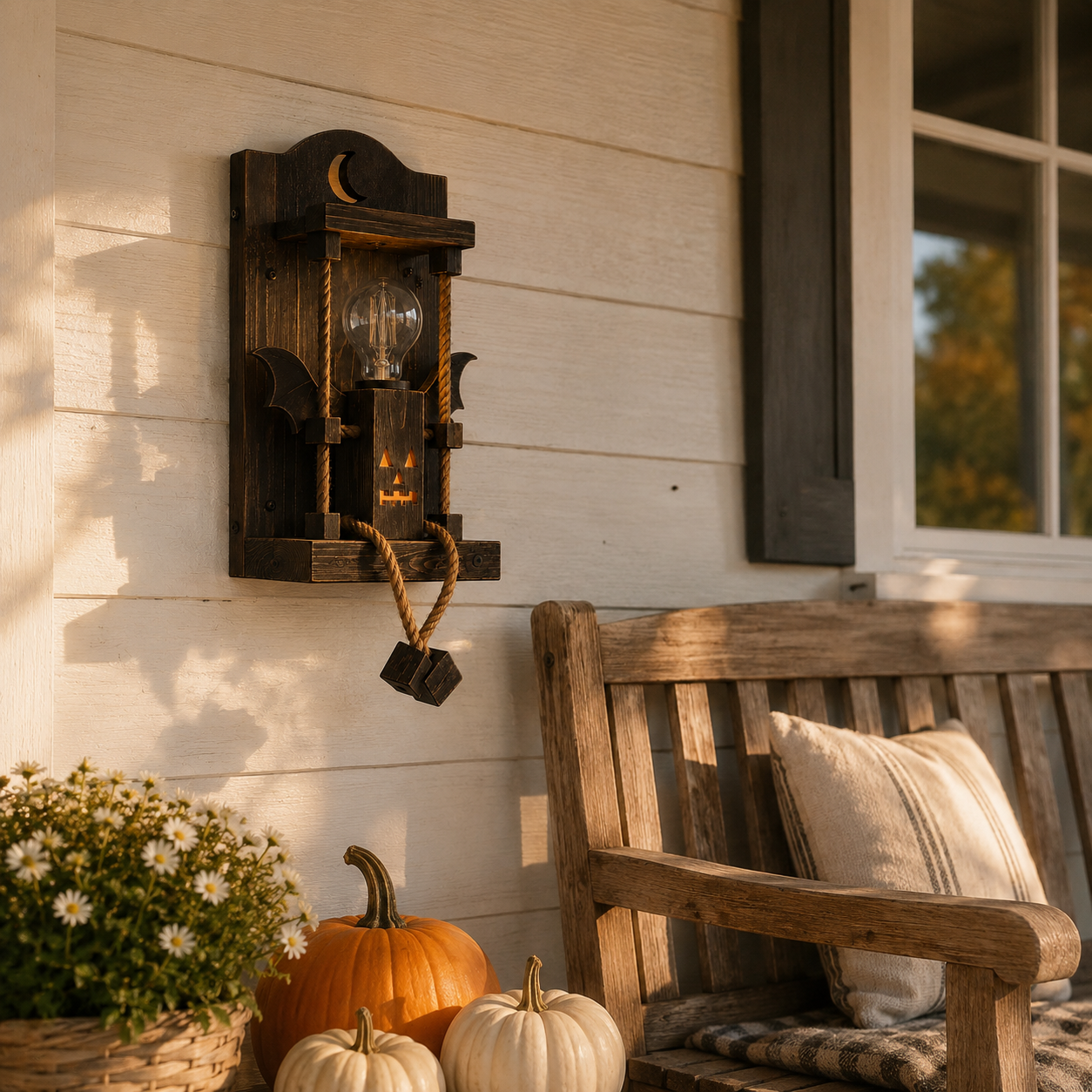 Rustic Halloween Robot Wall Sconce