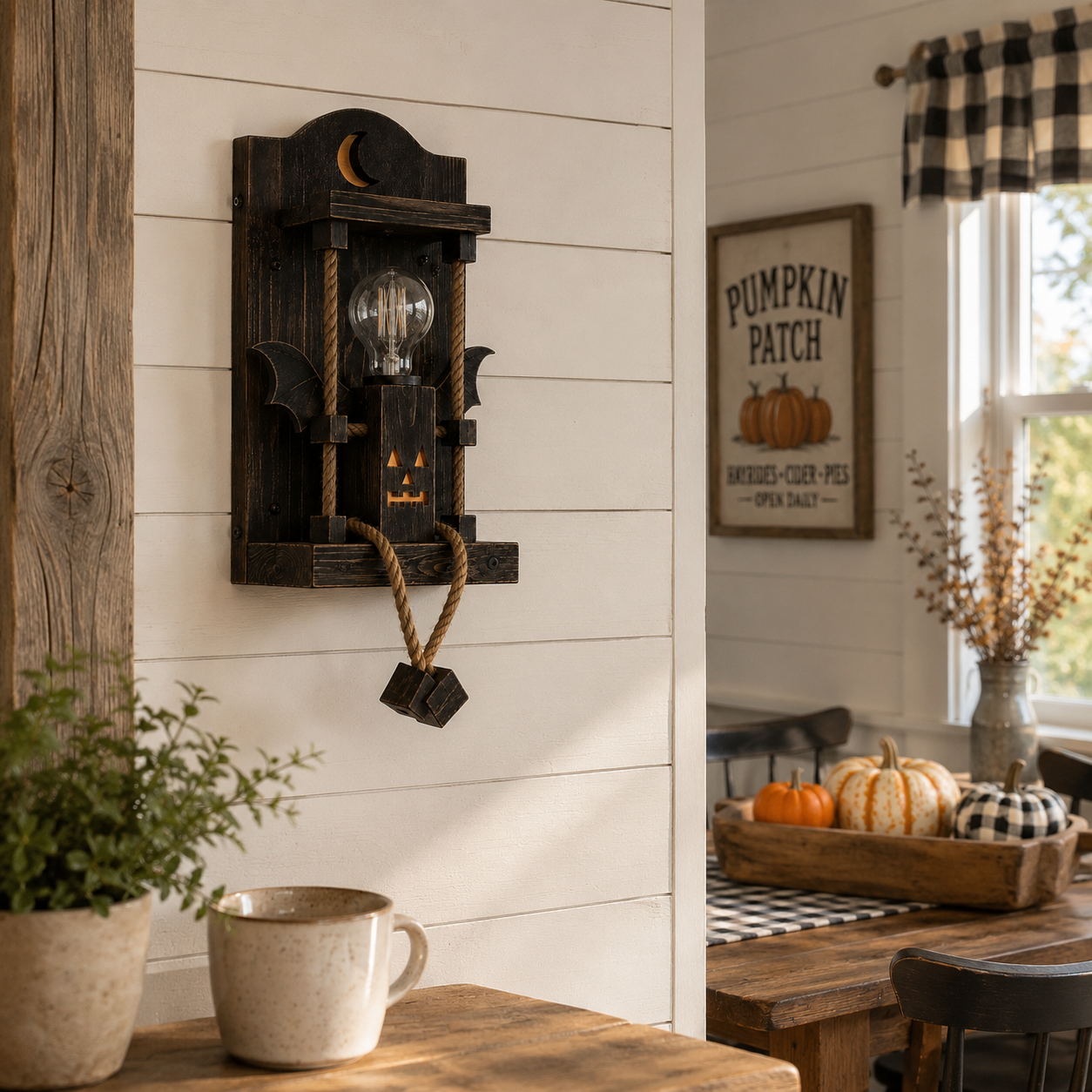 Rustic Halloween Robot Wall Sconce