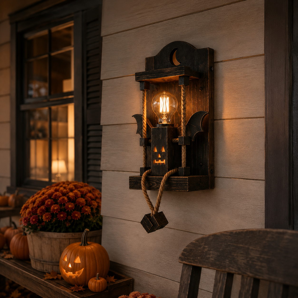 Rustic Halloween Robot Wall Sconce