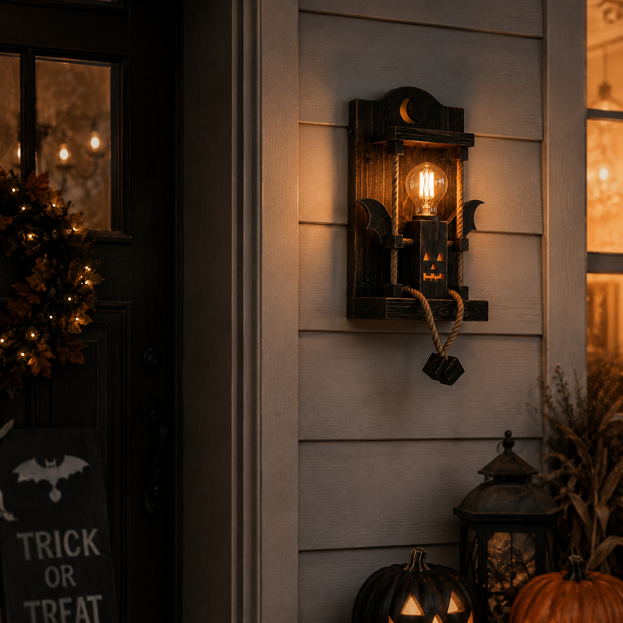 Rustic Halloween Robot Wall Sconce