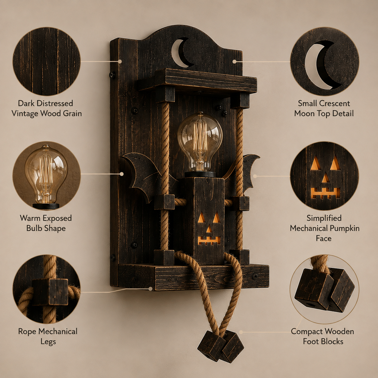 Rustic Halloween Robot Wall Sconce