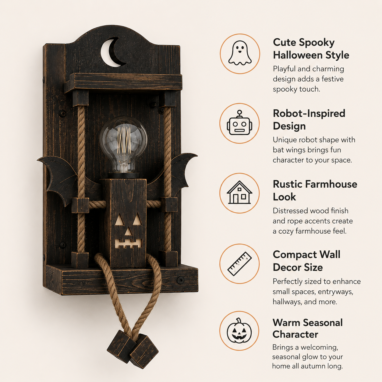 Rustic Halloween Robot Wall Sconce