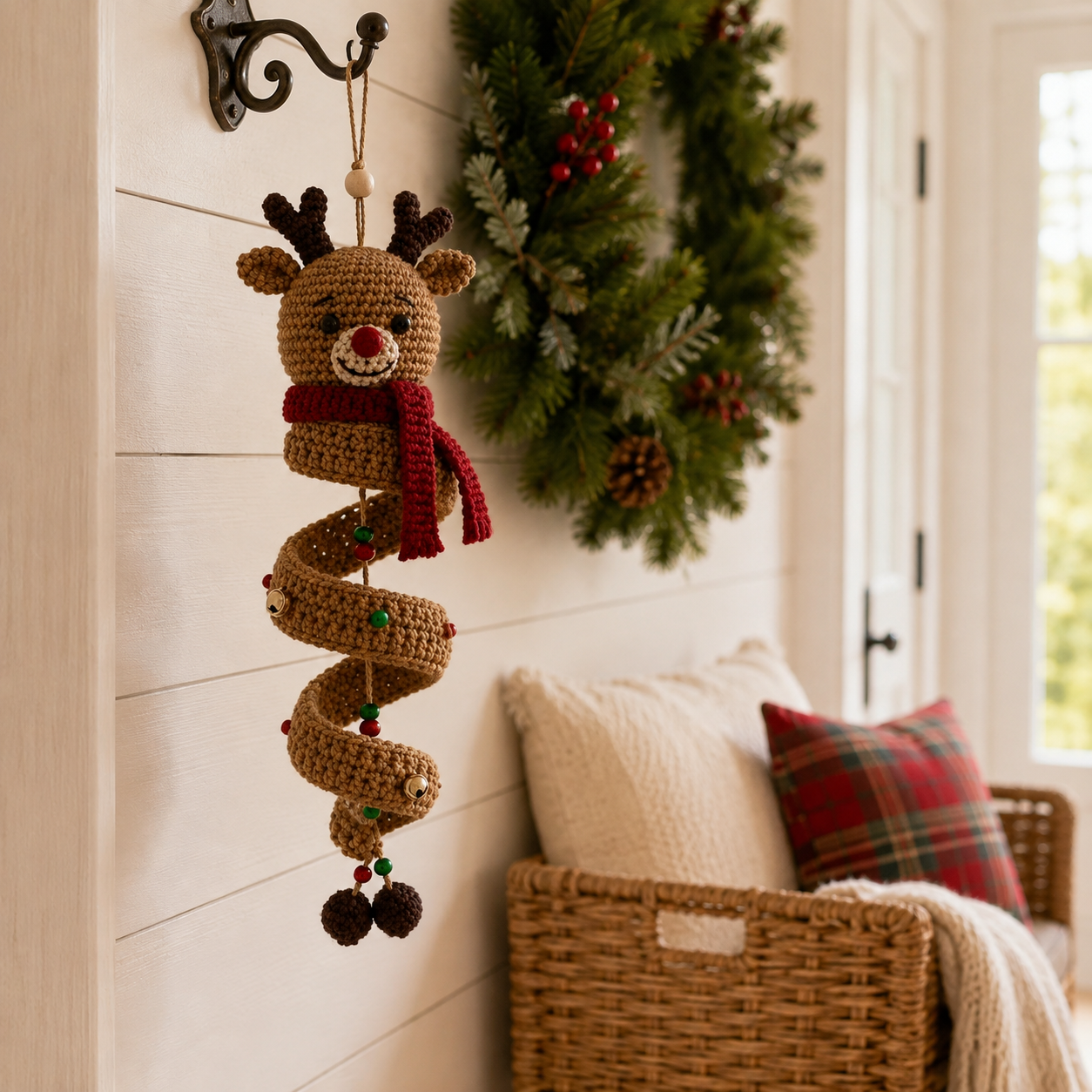 Crochet Christmas Spiral Hanging Ornaments.