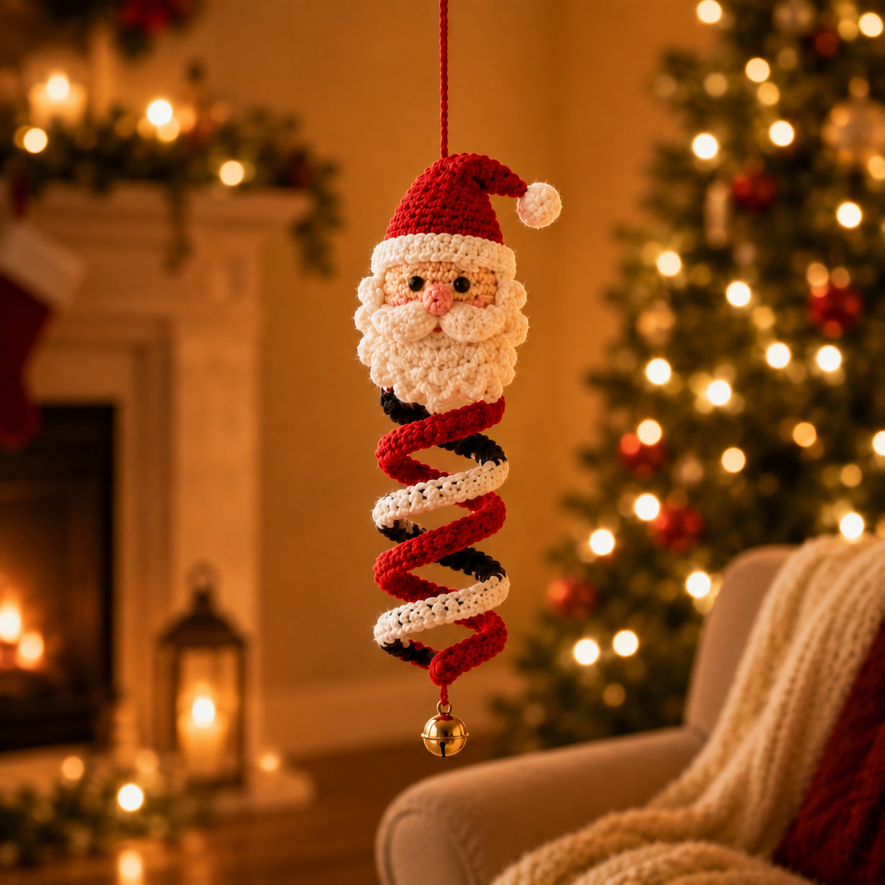 Crochet Christmas Spiral Hanging Ornaments.