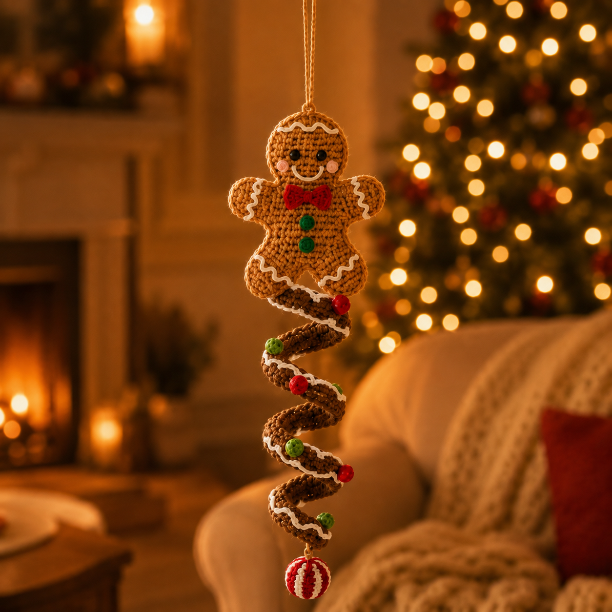 Crochet Christmas Spiral Hanging Ornaments.