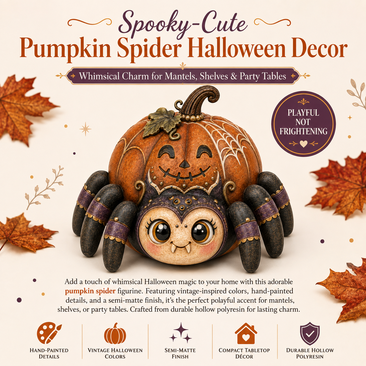 Spooky-Cute Pumpkin Spider Halloween Decor