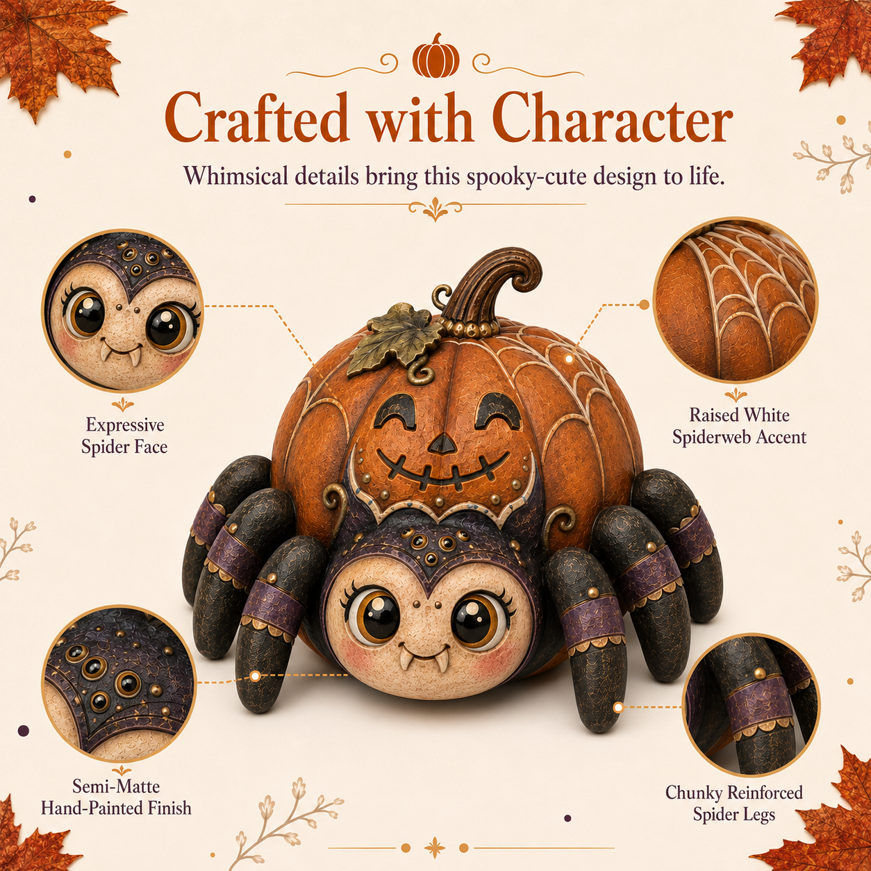 Spooky-Cute Pumpkin Spider Halloween Decor