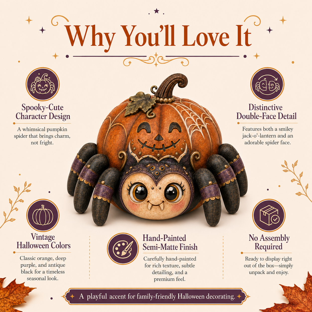 Spooky-Cute Pumpkin Spider Halloween Decor
