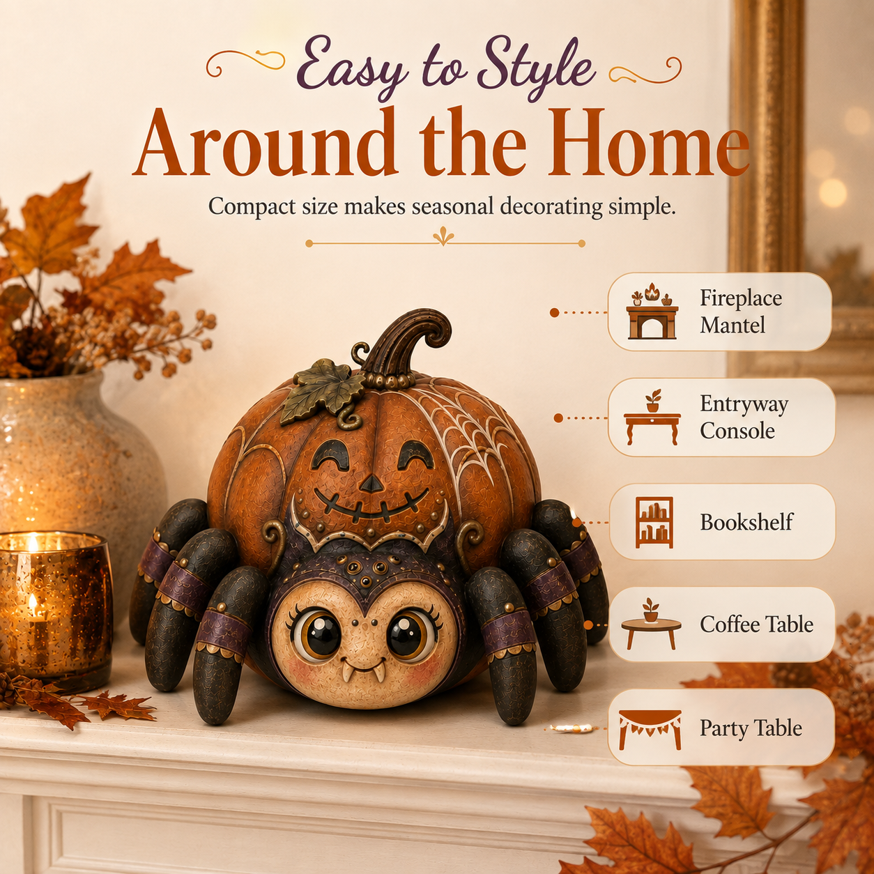 Spooky-Cute Pumpkin Spider Halloween Decor
