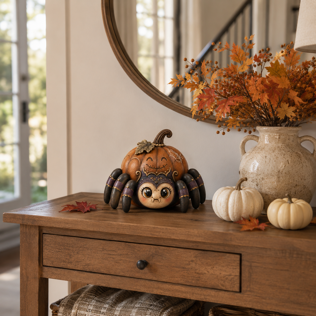 Spooky-Cute Pumpkin Spider Halloween Decor