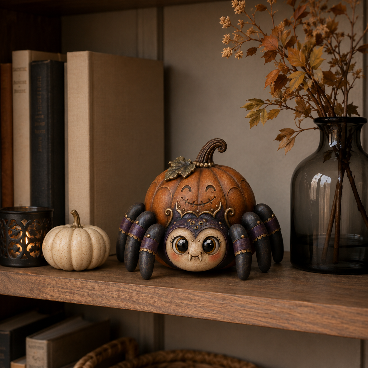 Spooky-Cute Pumpkin Spider Halloween Decor