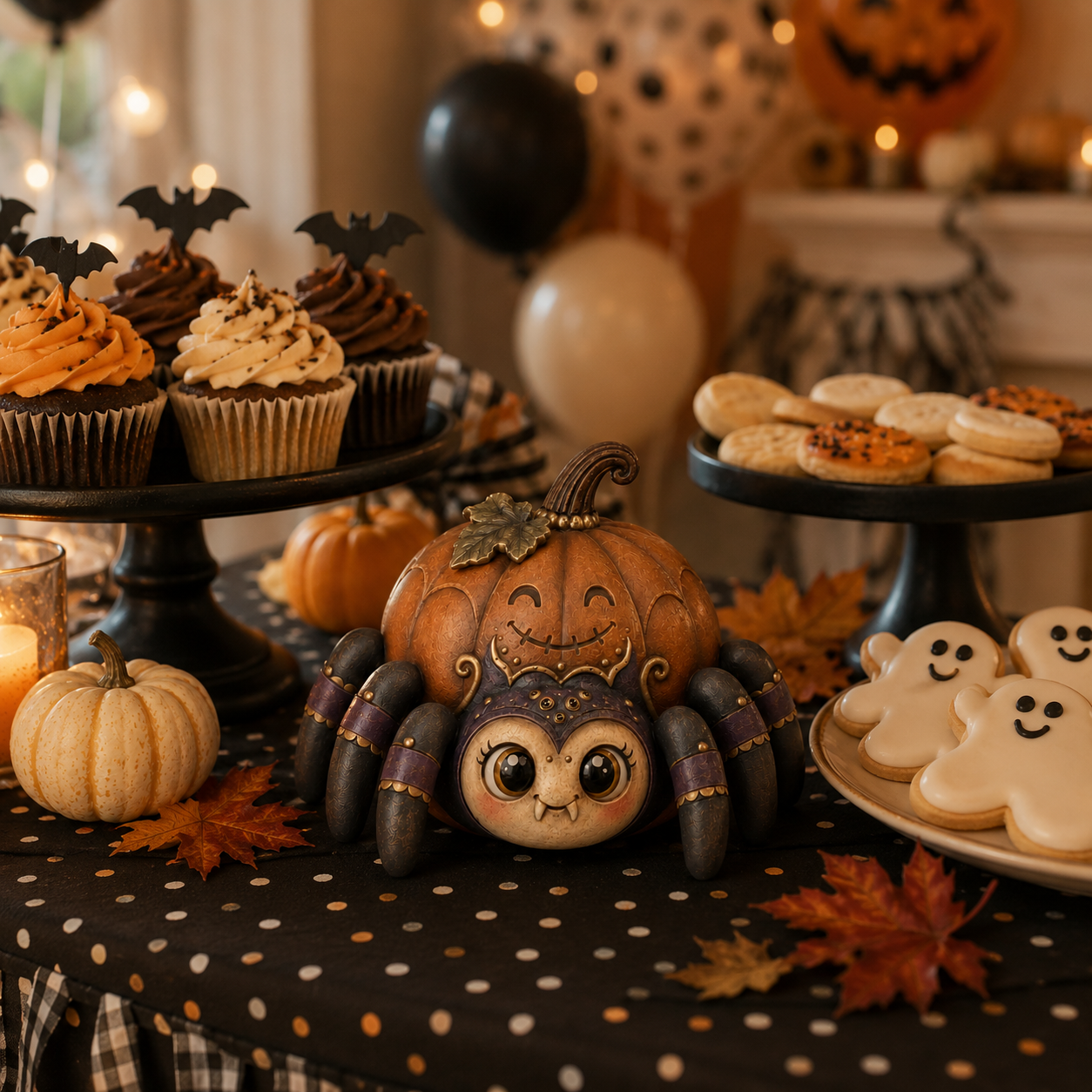 Spooky-Cute Pumpkin Spider Halloween Decor