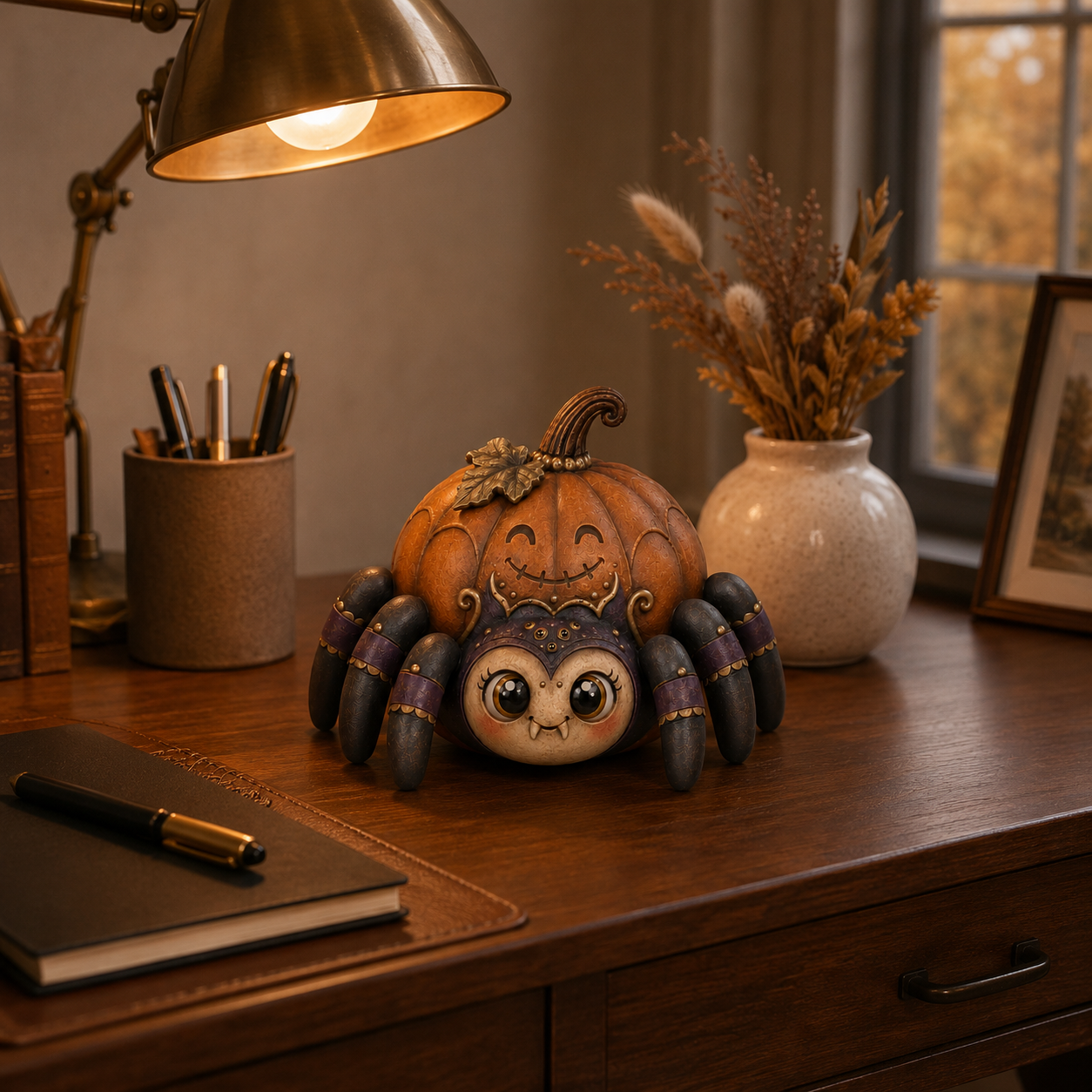 Spooky-Cute Pumpkin Spider Halloween Decor