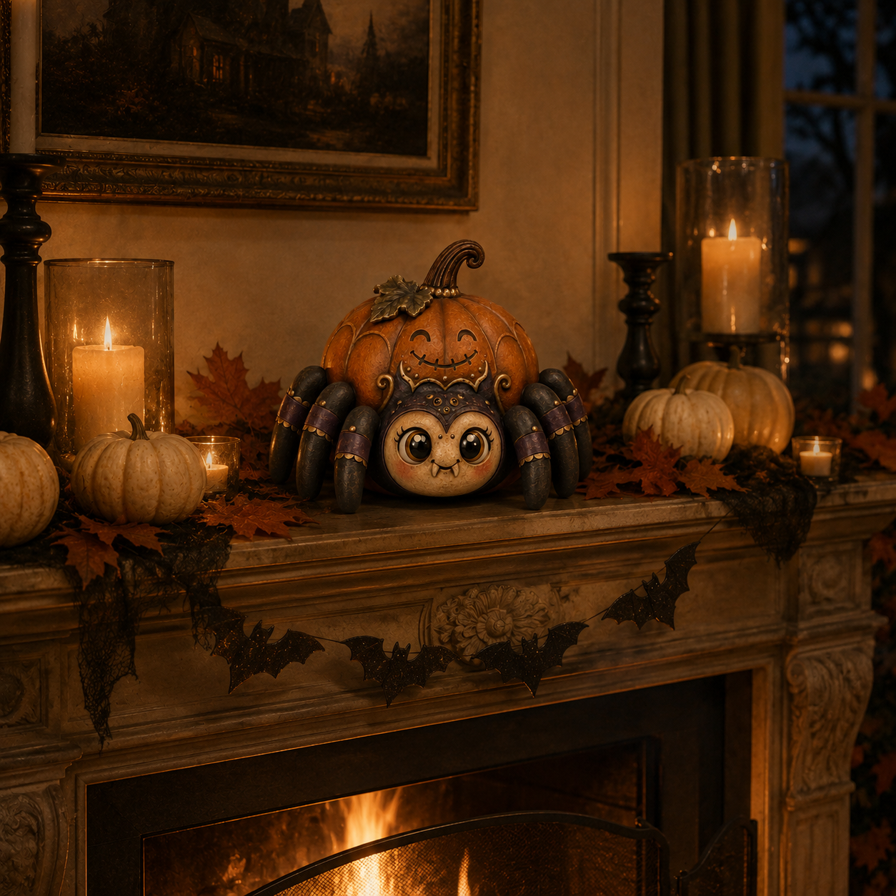 Spooky-Cute Pumpkin Spider Halloween Decor