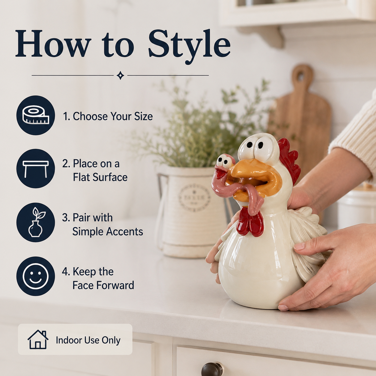 Funny Chicken Figurine Set of 3 — Small, Medium & Large