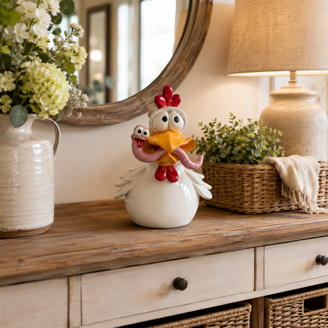 Funny Chicken Figurine Set of 3 — Small, Medium & Large