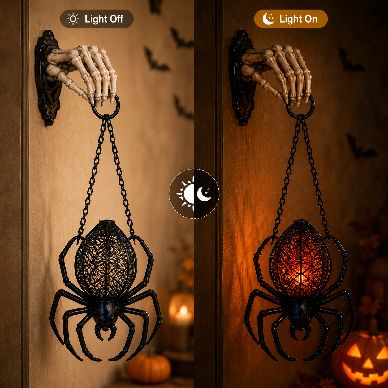 Skeleton Hand Hanging Spider Lantern Halloween Decoration