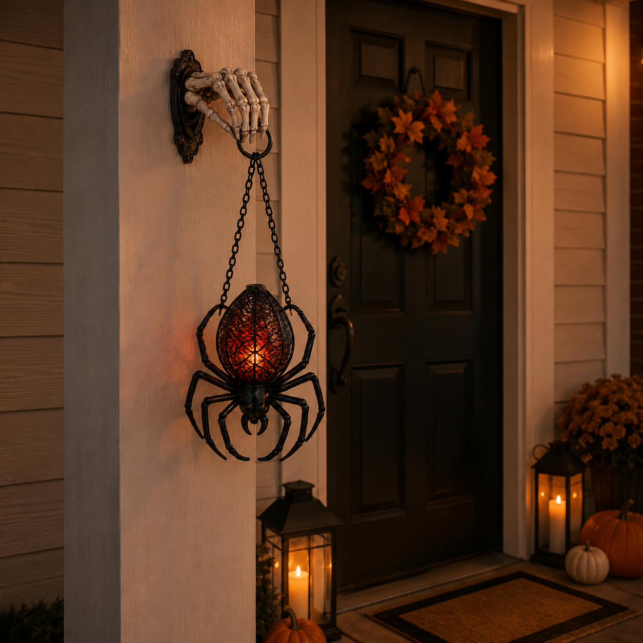 Skeleton Hand Hanging Spider Lantern Halloween Decoration