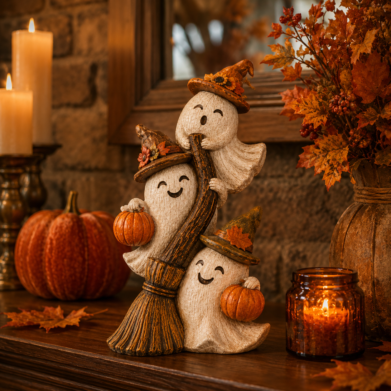 Seasonal Ghost Broom Deco