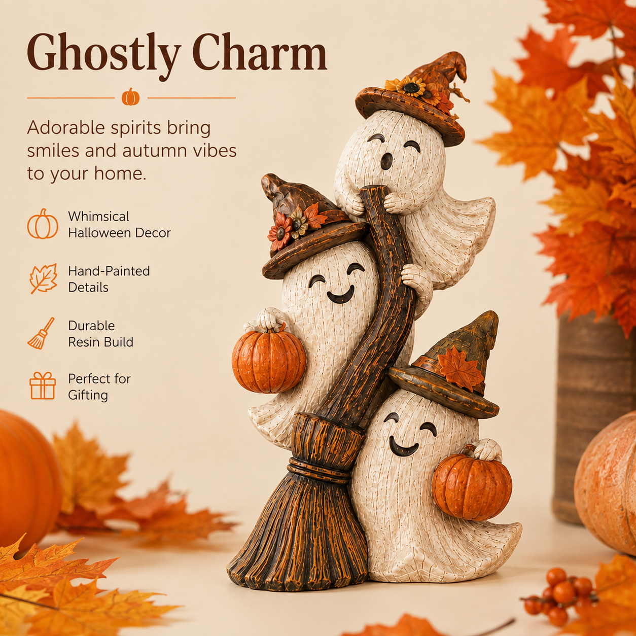 Seasonal Ghost Broom Deco
