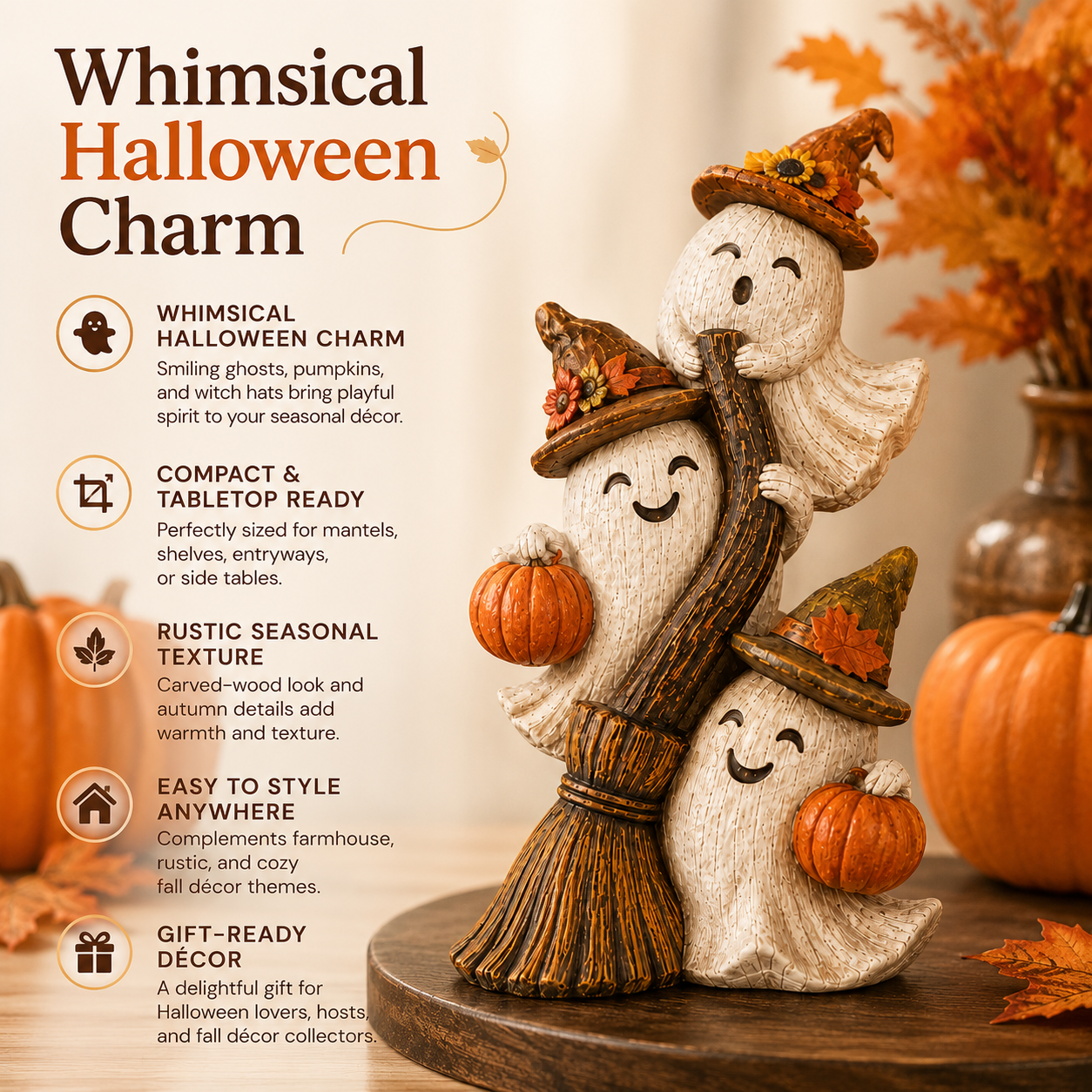 Seasonal Ghost Broom Deco