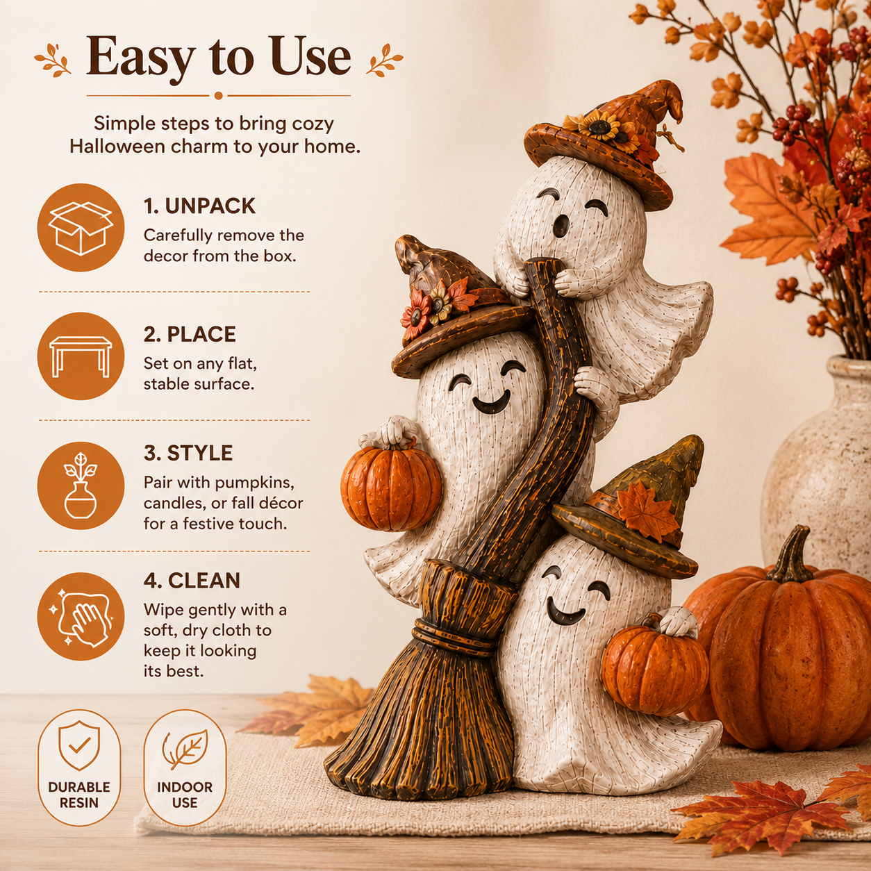 Seasonal Ghost Broom Deco