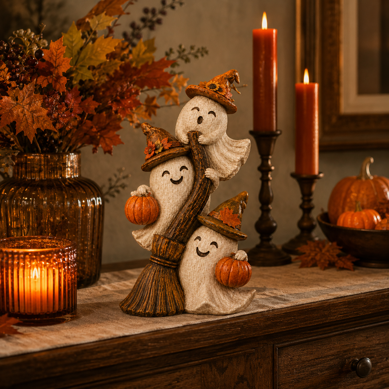 Seasonal Ghost Broom Deco
