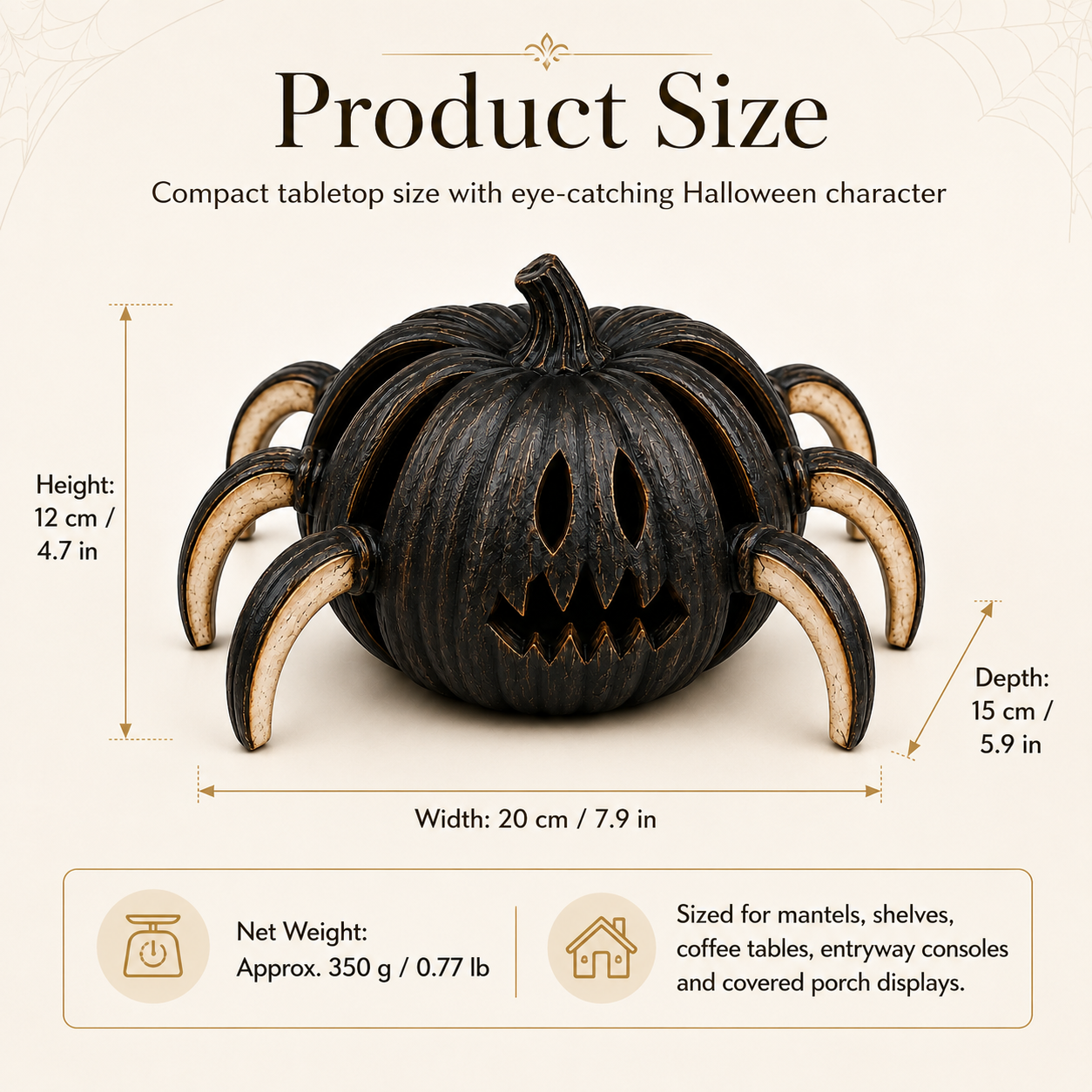 Lighted Spider Pumpkin Halloween Decor