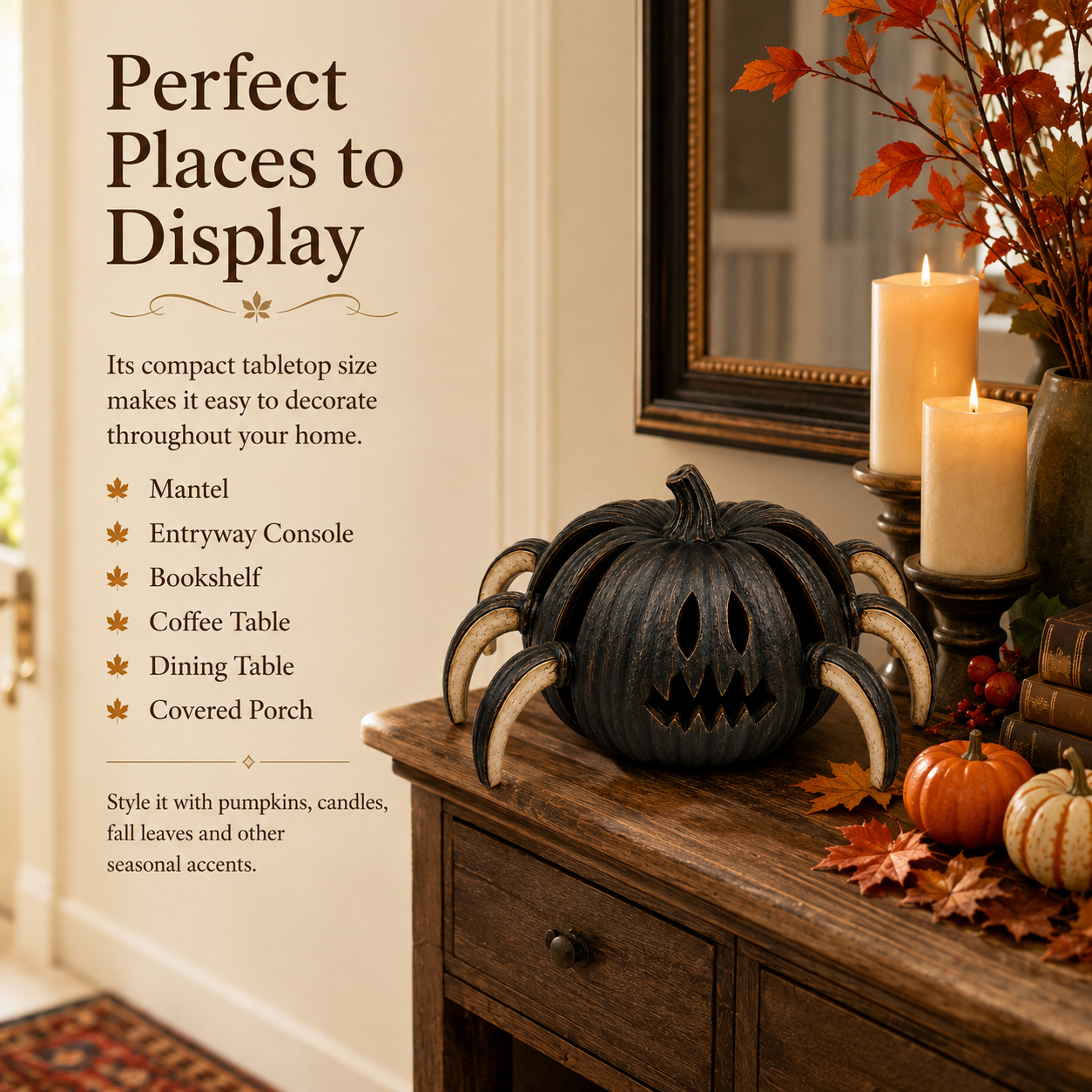 Lighted Spider Pumpkin Halloween Decor