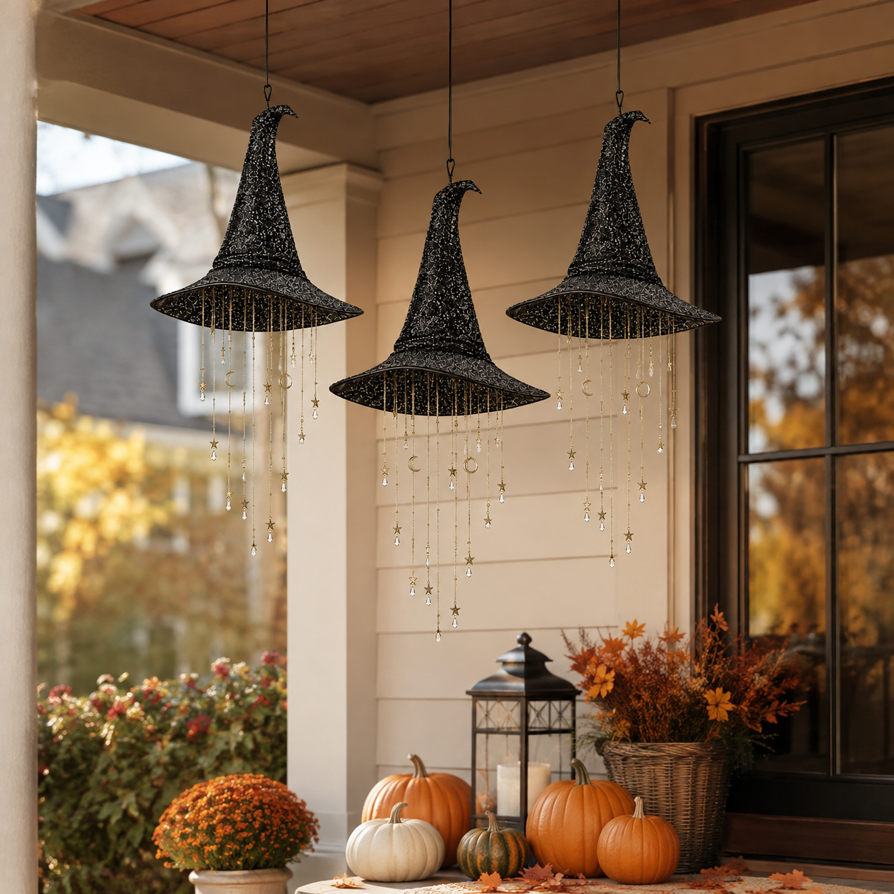 Lighted Witch Hat Hanging Halloween Decor