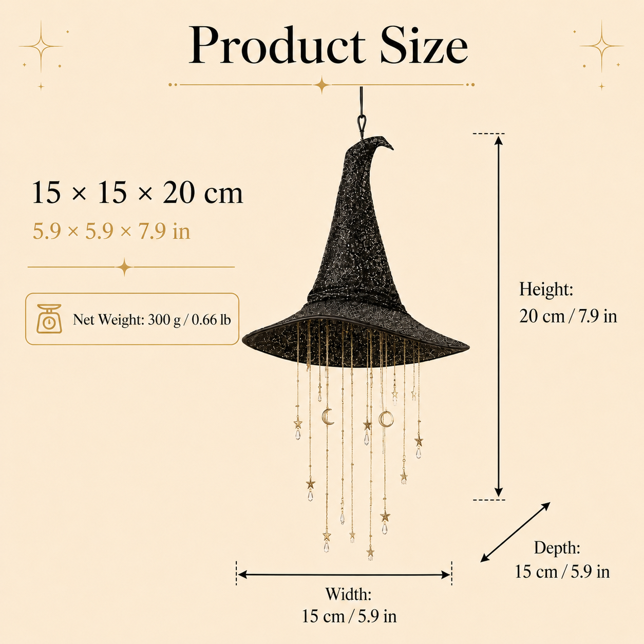 Lighted Witch Hat Hanging Halloween Decor